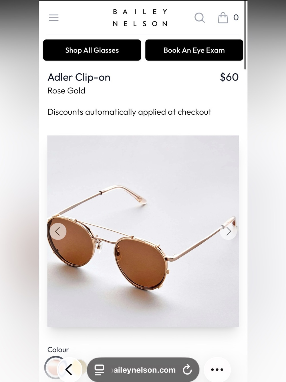 Bailey Nelson Adler Clip-On Sunglasses — Rose Gold